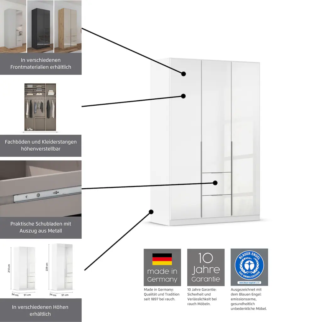 rauch DrehtÂ¨Â¹renschrank ?Kleiderschrank Schrank Garderobe AGORDO mit Dekor- oder Hochglanzfront?, (in zwei Griff-Farben mit Dekor- oder Hochglanzfront), mit Au?enschubk?sten, in 6 Breiten und 2 H?hen MADE IN GERMANY