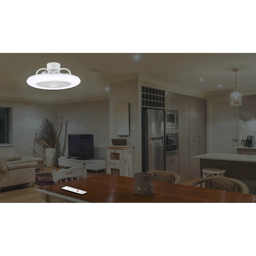 Sonnenk?nig Deckenventilator ?Orbit, Leistung 75W, Laufruhig, 1 / 2 / 4 h Timer, Fernbedienung?, 3 Stufen, Memory Funktion, LED-Licht in 3 Stufen