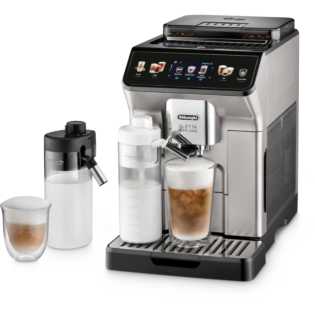 De'Longhi Kaffeevollautomat ?Eletta Explore ECAM450.55.S - 40 Rezepte, hei?er & kalter Milchschaum?, 3,5" Touch-Display, herausnehmbare BrÂ¨Â¹hgruppe, einstellbarer Mahlgrad