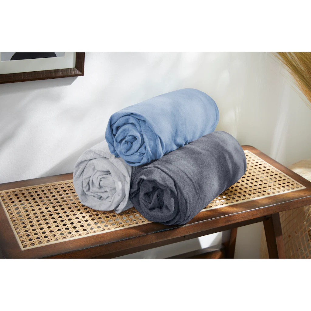 andas Spannbettlaken ?Valje, Laken aus Jersey, fÂ¨Â¹r Matratzenh?he bis zu 25 cm, Qualit?t 130 g/m2, mit Gummizug, nachhaltiges Bettlaken 100% Baumwolle?, (1 St.)