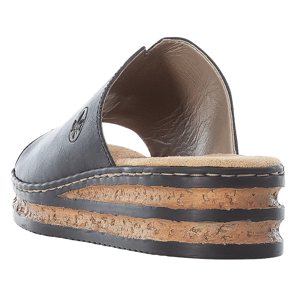 Rieker Pantolette, Plateau, Sommerschuh, Schlappen in klassischer Optik
