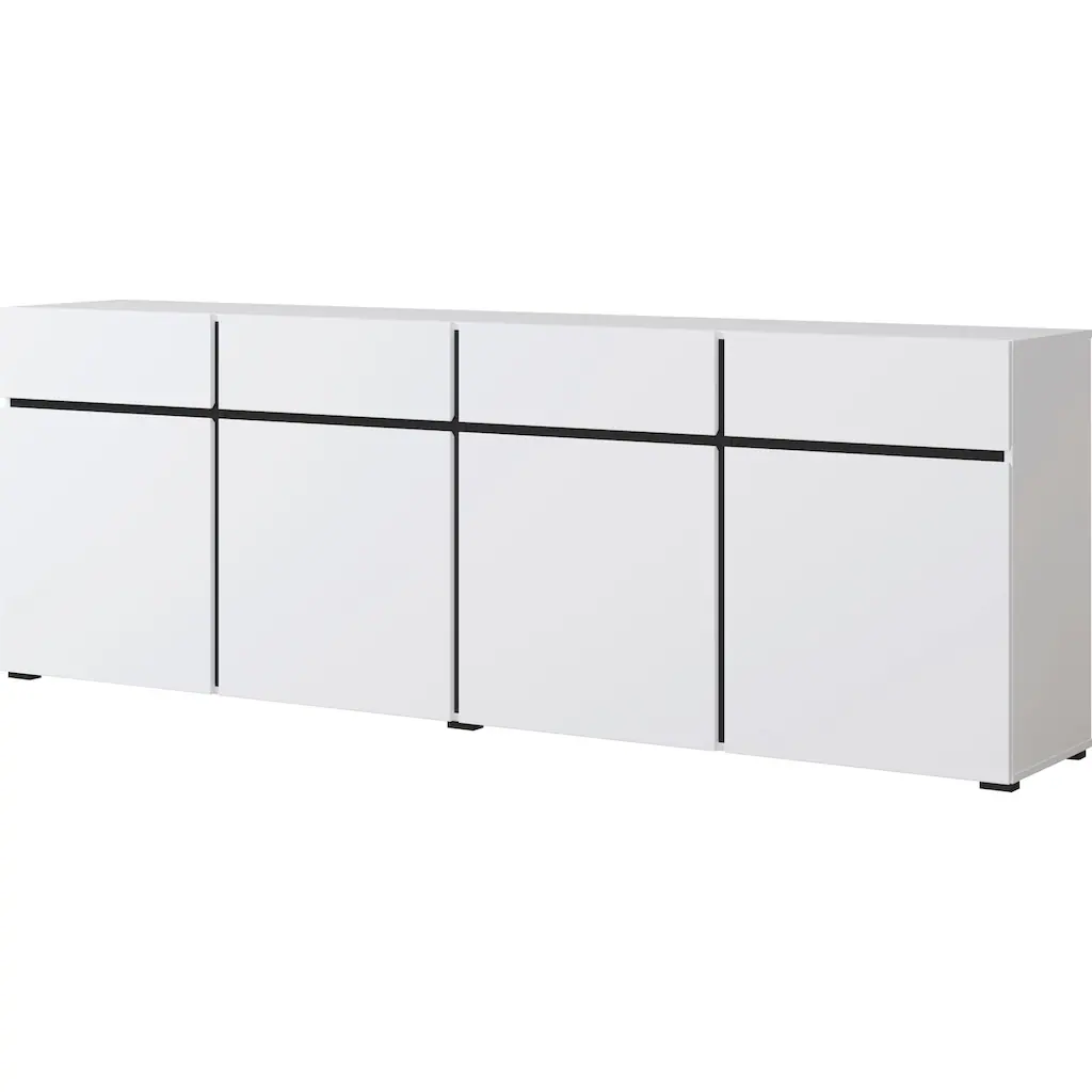 INOSIGN Sideboard ?Cross,Breite 225 cm, moderne grifflose Kommode,4 TÂ¨Â¹ren/4 Schubk?sten?, Schubladenschrank mit viel Stauraum, Einlegeb?den verstellbar