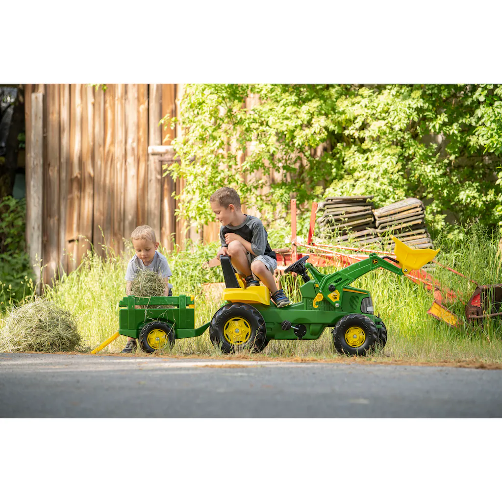 rolly toys? Trettraktor ?rollyJunior John Deere mit Lader und Trailer?, Made in Europe Made in Germany