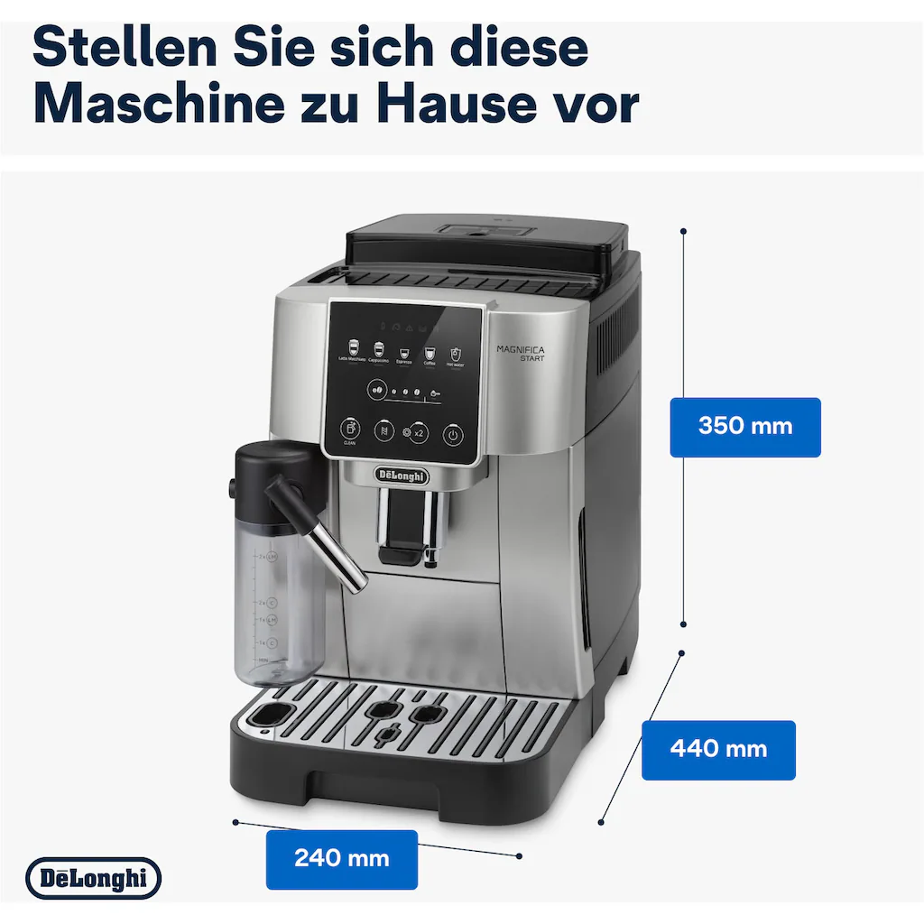 De'Longhi Kaffeevollautomat ?Magnifica Start Milk ECAM220.80.SB - 5 Rezepte, perfekter Milchschaum?, Intuitives Bedienfeld, Direktwahlrezepte, automatische Reinigung