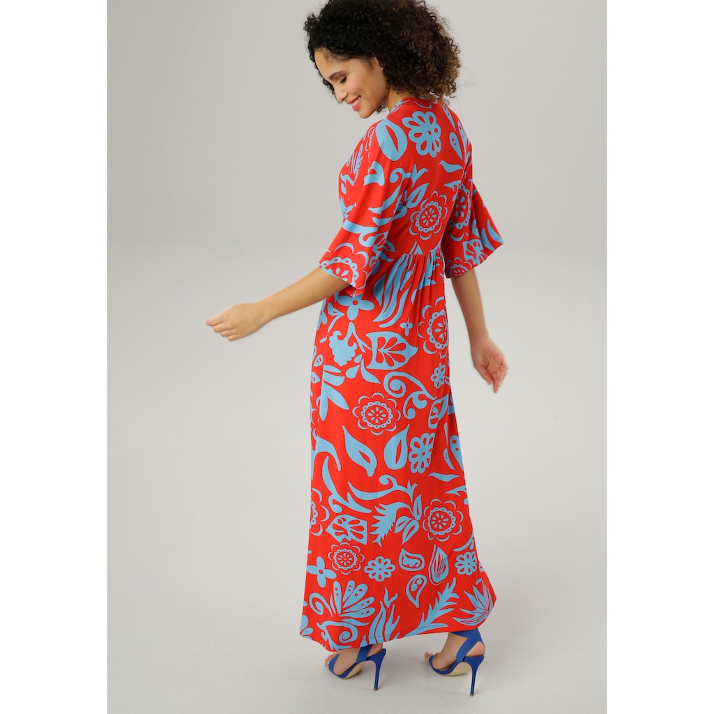 Aniston SELECTED Maxikleid, mit weiten, 3/4-langen ?rmeln