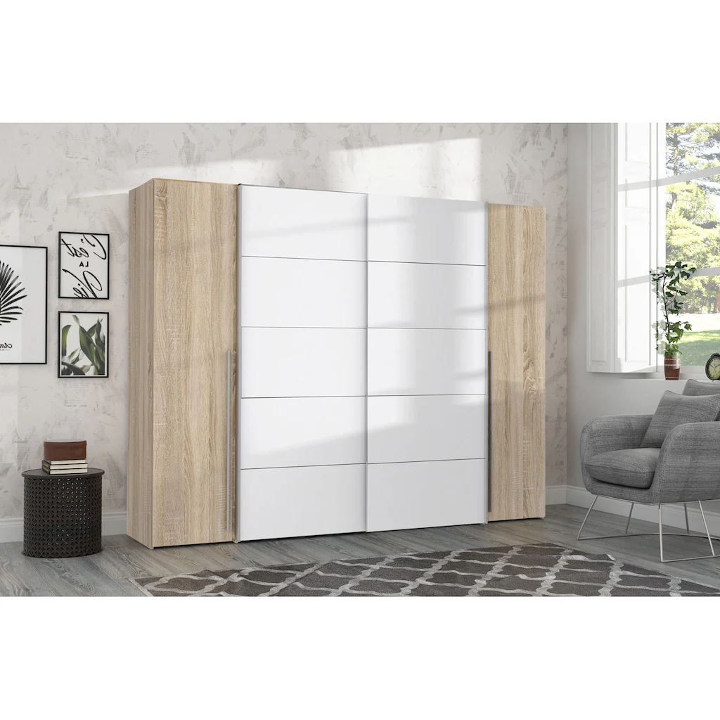 FORTE Dreh-/SchwebetÂ¨Â¹renschrank ?Narago, TOPSELLER zum TOP Preis! In verschiedenen Farben?, (Farbe Wei? auch mit Spiegeln erh?ltlich), mit zahlreichen Einlegeb?den, viel Stauraum, Made in Europe
